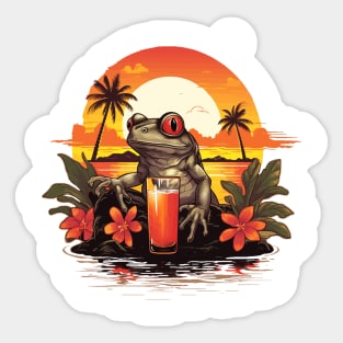 Coqui Frog with Drink - Island Hopping Sticker